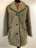 Vintage 1970s Single Breasted Sheepskin Teddy Coat in Beige - Size UK 14
