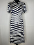 Vintage 1970s Modern Print Dagger Collar Dress by Peter Barron - Size UK 12