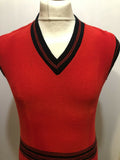 vintage  vest  vedoneire  v neck  Urban Village Vintage  urban village  Tank Top  Stripes  red  navy stripes  mens  M  knitwear  knitted  knit  elasticated