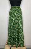 Vintage 1970s Liberty Print Tartan Check Maxi Skirt in Green by Marion Donaldson - Size UK 8