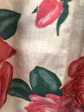 womens  white  vintage  Urban Village Vintage  short sleeved  short sleeve  rose print  roll neck  pink  multi  floral print  floral dress  floral  dress  50s  1950s  12
