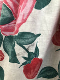 womens  white  vintage  Urban Village Vintage  short sleeved  short sleeve  rose print  roll neck  pink  multi  floral print  floral dress  floral  dress  50s  1950s  12